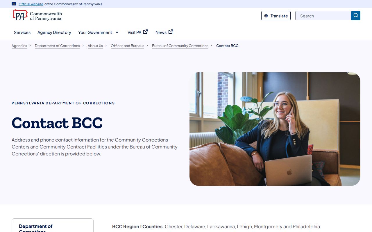PADOC Bureau of Community Corrections Tomorrow's Hope release and placement directory entry
