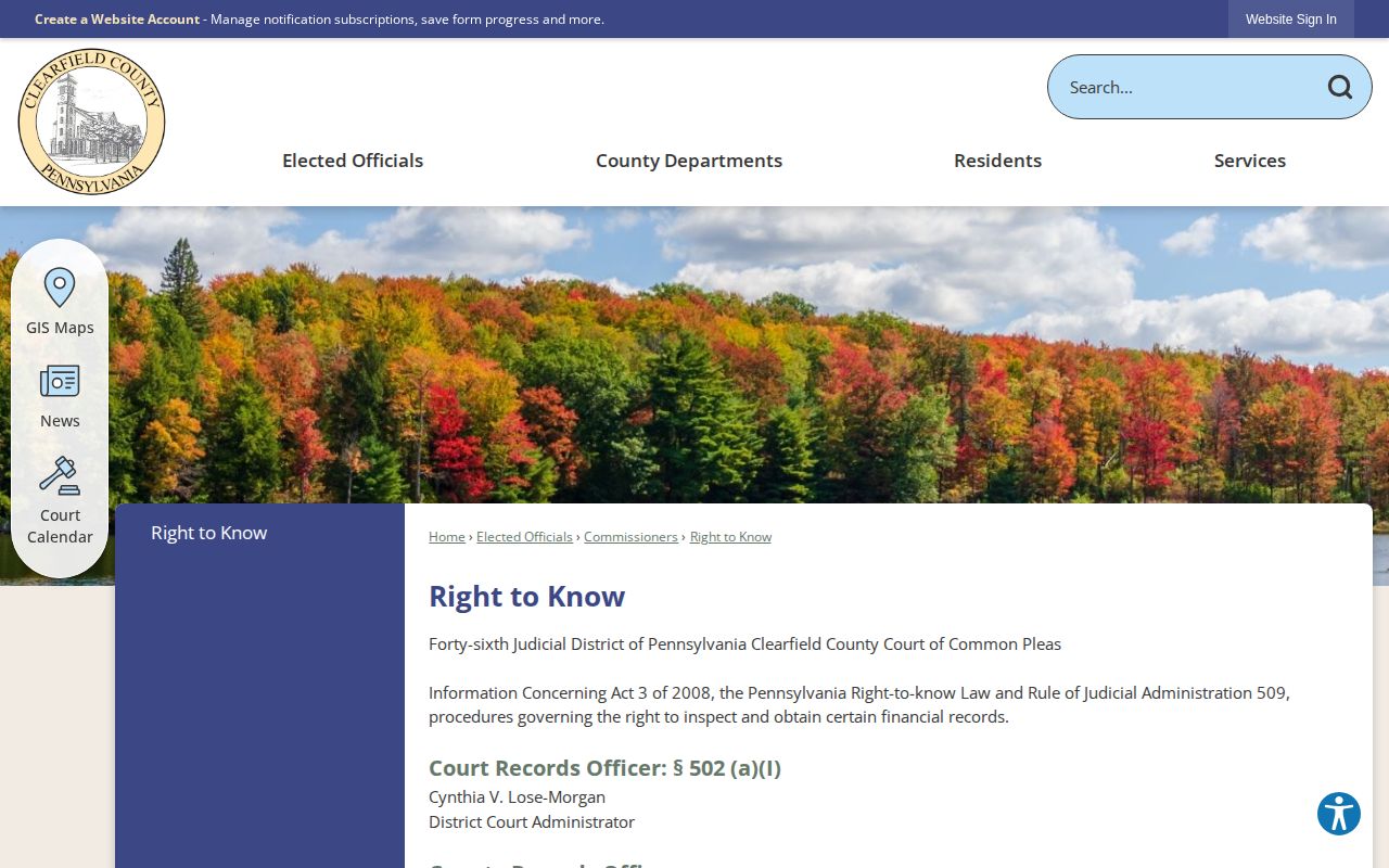Clearfield County release record request forms and records officer information