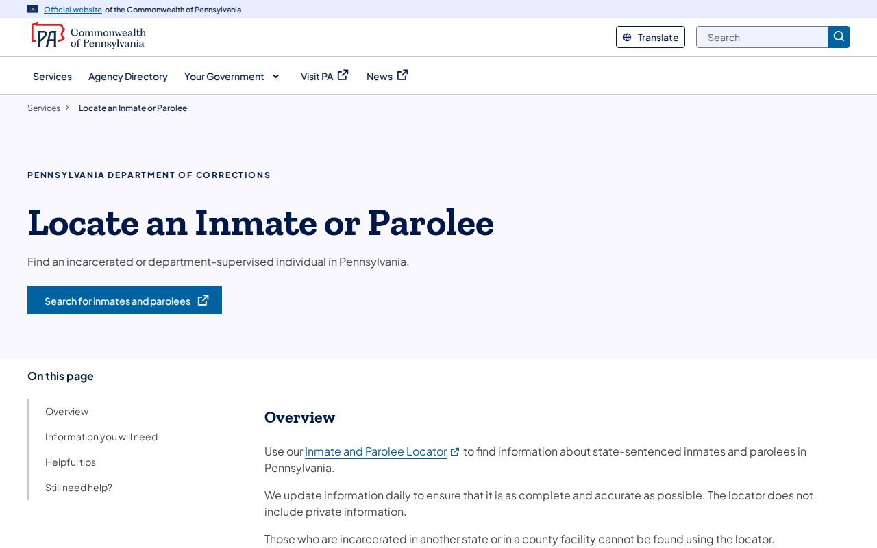 PADOC official SCI Houtzdale offender search scope and release record guidance